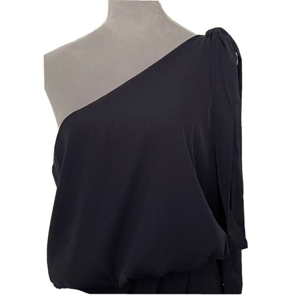 AMYLYNN Woman Navy Blue One Shoulder Satin Midi Dress~Size M - Picture 8 of 10